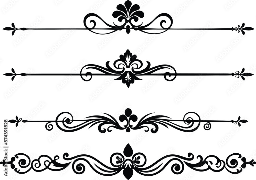 set of decorative divider elements illustration black and white set of decorative divider elements illustration black and white