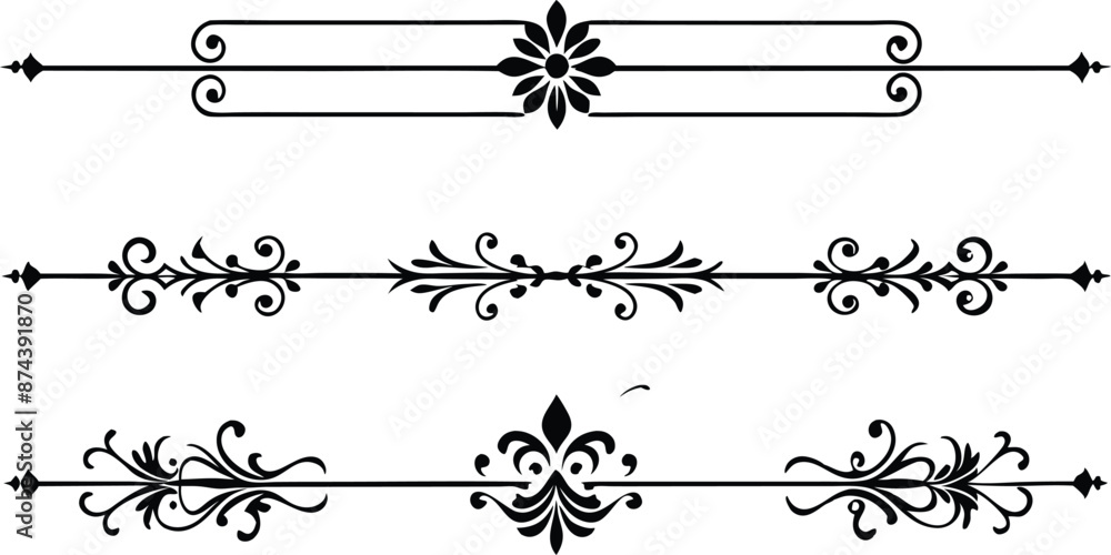 custom made wallpaper toronto digitalset of decorative divider elements illustration black and white