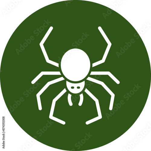 Spider Glyph Green Circle Icon