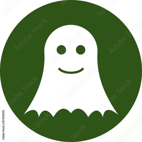 Ghost Glyph Green Circle Icon