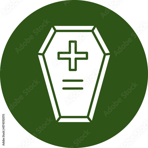 Coffin Glyph Green Circle Icon