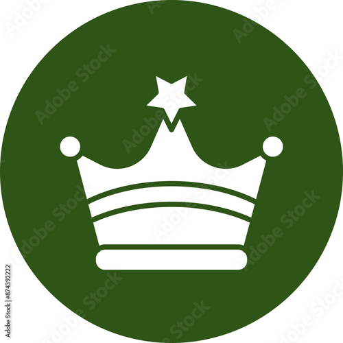 Crown Glyph Green Circle Icon