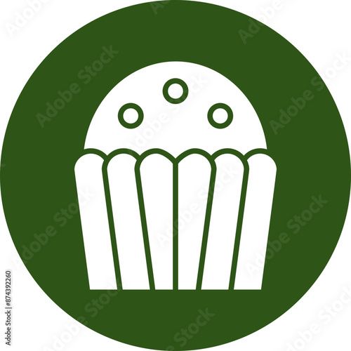 Cupcake Glyph Green Circle Icon