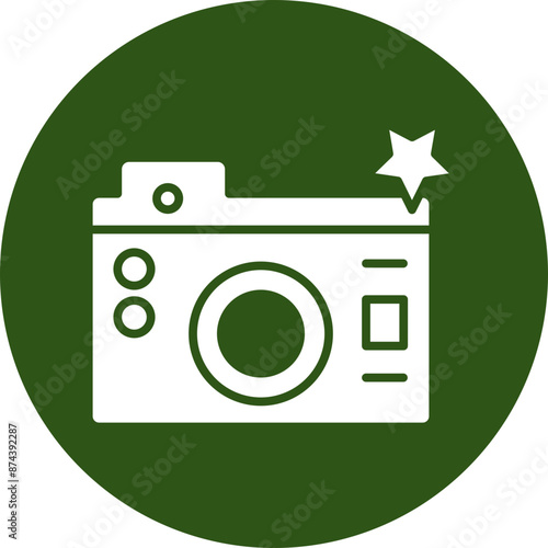 Camera Glyph Green Circle Icon