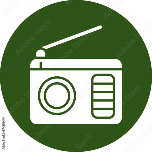 Radio Glyph Green Circle Icon