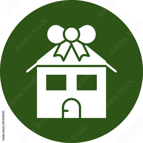 House Glyph Green Circle Icon