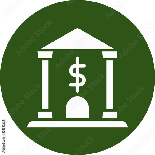 Bank Glyph Green Circle Icon