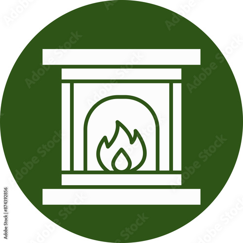 Fireplace Glyph Green Circle Icon