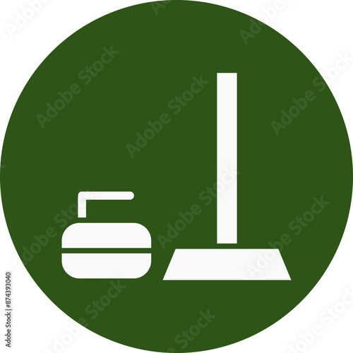 Curling Glyph Green Circle Icon