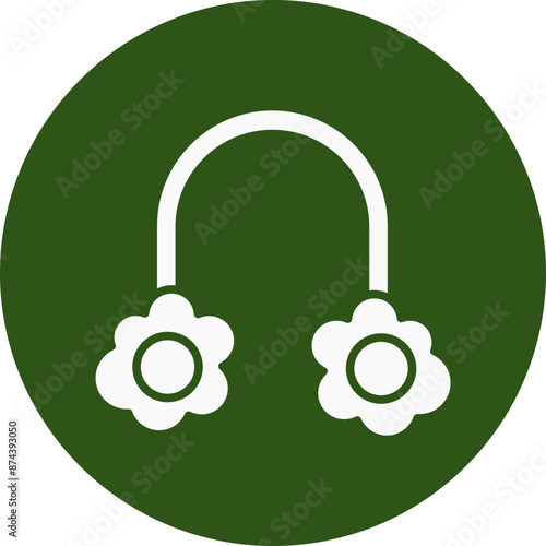 Earmuff Glyph Green Circle Icon