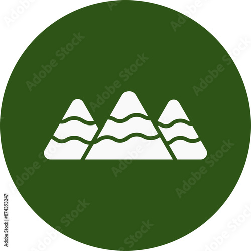 Mountain Glyph Green Circle Icon