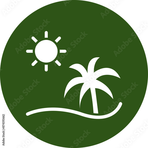 Summer Glyph Green Circle Icon