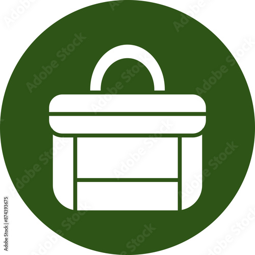 Suitcase Glyph Green Circle Icon