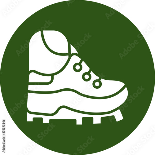 Hiker Glyph Green Circle Icon