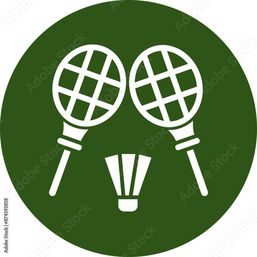Badminton Glyph Green Circle Icon