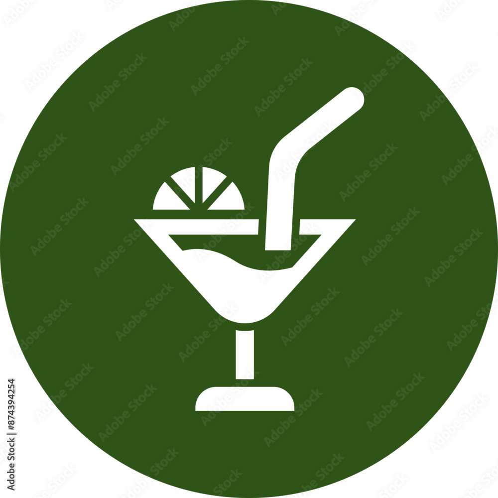 Cocktail Glyph Green Circle Icon Cocktail Glyph Green Circle Icon