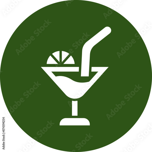 Cocktail Glyph Green Circle Icon