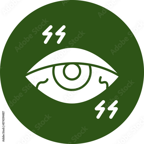 Painful Eye Glyph Green Circle Icon