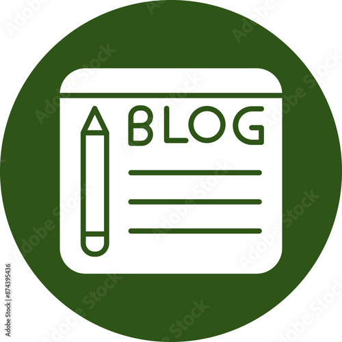 Blogging Glyph Green Circle Icon