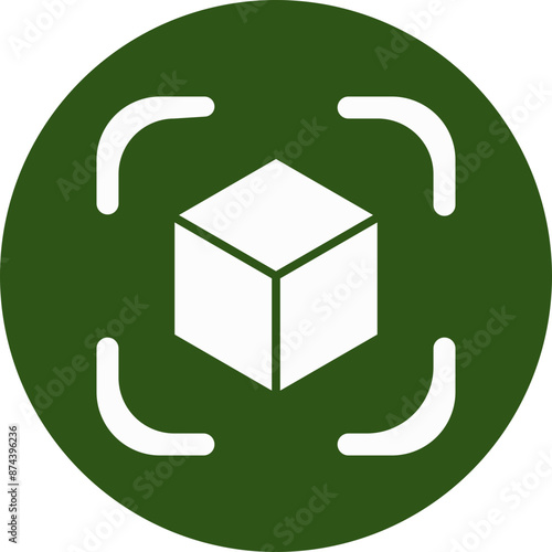 Cube Glyph Green Circle Icon
