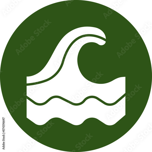 Ocean Glyph Green Circle Icon