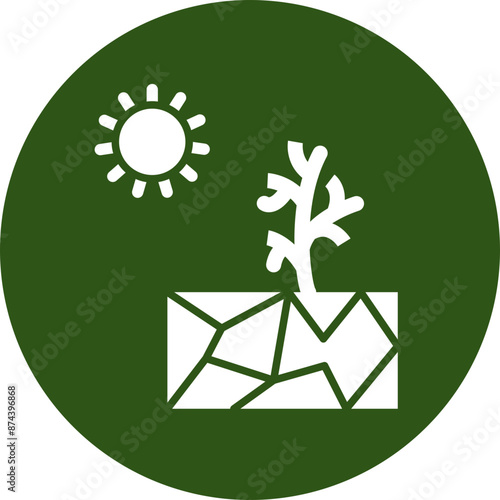 Drought Glyph Green Circle Icon