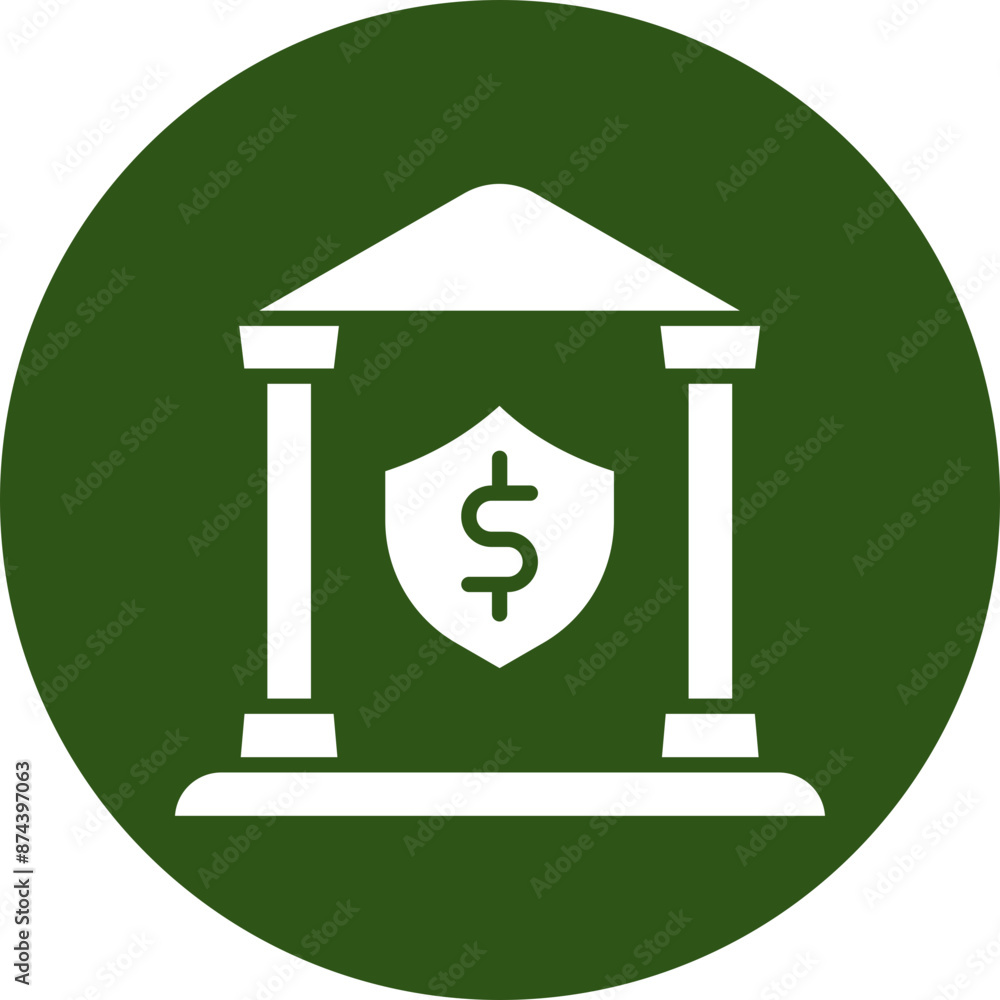 Bank Security Glyph Green Circle Icon
