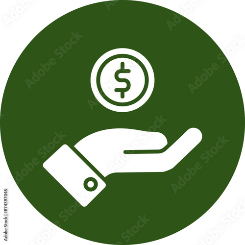 Loan Glyph Green Circle Icon