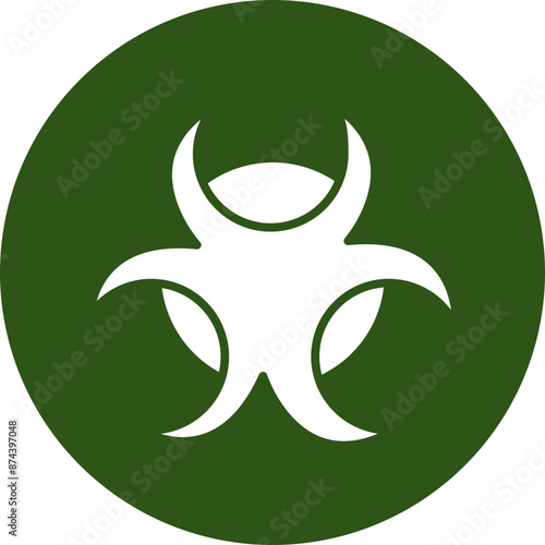 Biohazard Glyph Green Circle Icon