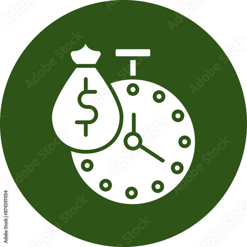 Payment Time Glyph Green Circle Icon
