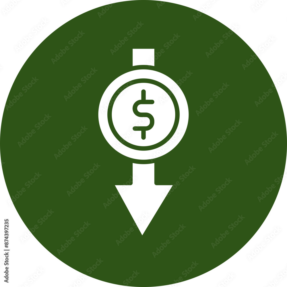 Decline Glyph Green Circle Icon Decline Glyph Green Circle Icon