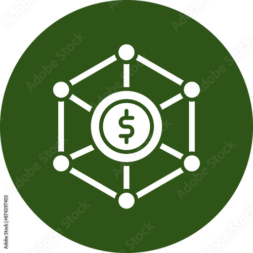 Network Glyph Green Circle Icon