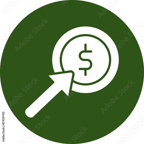 Pay Per Click Glyph Green Circle Icon