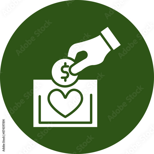 Charity Glyph Green Circle Icon