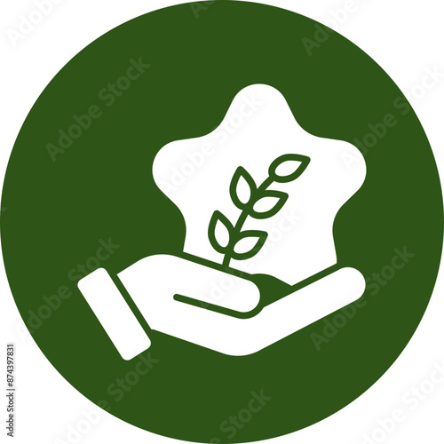 Humanitarian Glyph Green Circle Icon