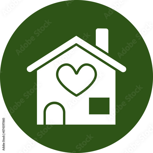 Shelter Glyph Green Circle Icon