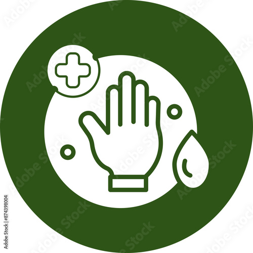 Sanitation Glyph Green Circle Icon