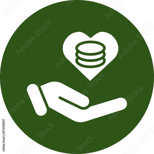 Donation Glyph Green Circle Icon