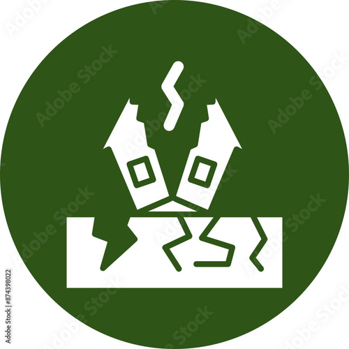 Earthquake Glyph Green Circle Icon