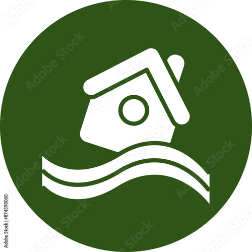 Flood Glyph Green Circle Icon