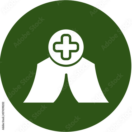 Refugee Glyph Green Circle Icon