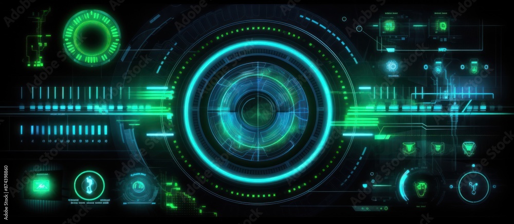 Futuristic Tech Interface with Green and Blue Lights Futuristic Tech Interface with Green and Blue Lights