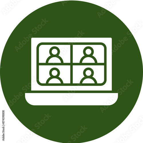 Meeting Glyph Green Circle Icon