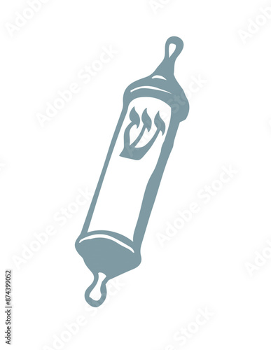Vector drawing. Jewish box with torah. Mezuzah