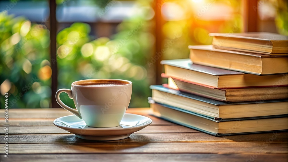 Coffee cup over books Coffee cup over books