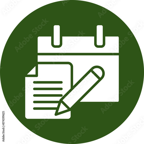 Exam Glyph Green Circle Icon