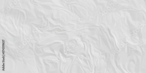 White wrinkly backdrop paper background. panorama craft wrinkly paper texture background, crumpled pattern texture. paper crumpled texture. white fabric crushed textured crumpled.