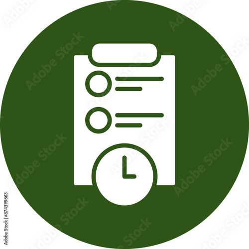 Deadline Glyph Green Circle Icon