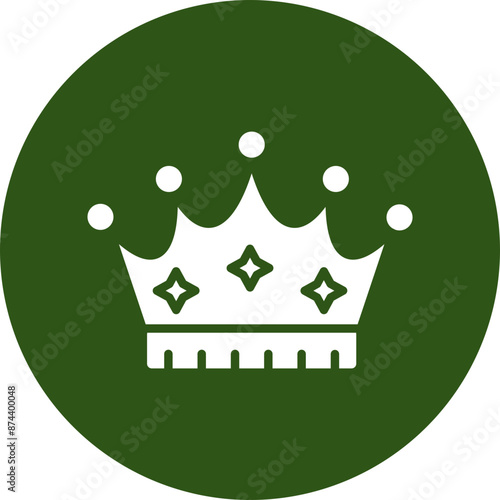 Crown Glyph Green Circle Icon
