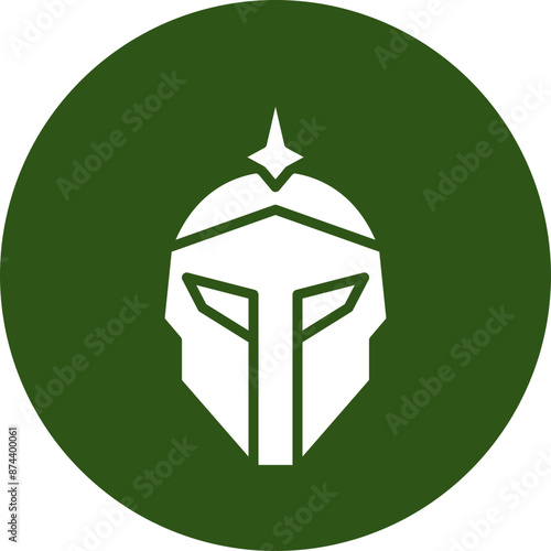 Armor Helmet Glyph Green Circle Icon